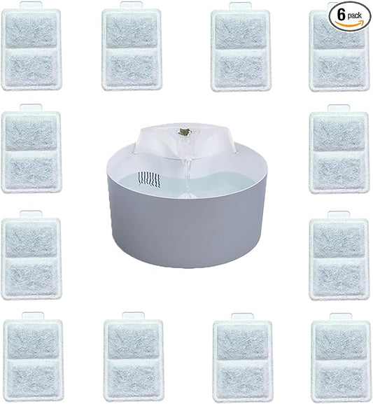 6 X Small Water Activated Carbon Filter Compatible with Whisker City Automatic Pet Fountain Free-Fall Fountain and Corner Fountain, Whisker City 50 oz and 150 oz