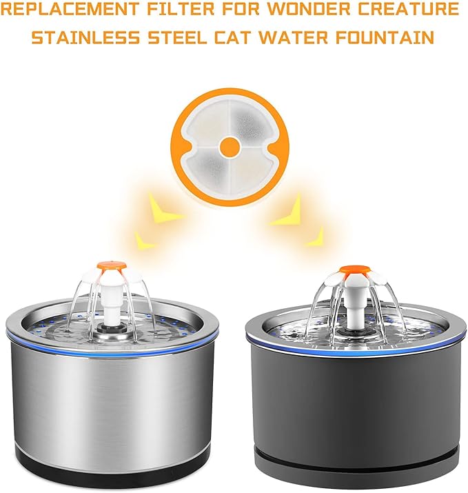 Wonder Creature Cat Water Fountain Filter Replacement, 4/8/12/4+4/8+8 Filters Pack for 2L/67oz Automatic Cat Fountain (12 Pack)