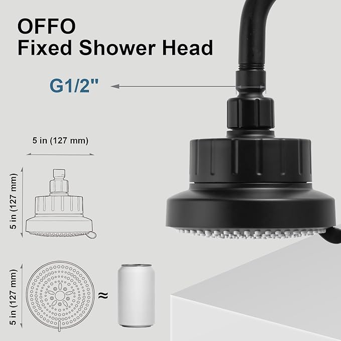 OFFO Filtered Shower Head, 20 Stage Shower Filter Head for Hard Water, 6 Modes High Pressure Shower Head with Filter for Remove Chlorine and Harmful, Matte Black