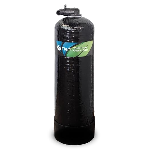 Tier1 Whole House Water Filter System | 300,000 Gallon Chlorine Reduction | Pre-Filled Upflow Tank with 0.5 Cu Ft Acid-Washed Granular Activated Carbon | Home Filtration System