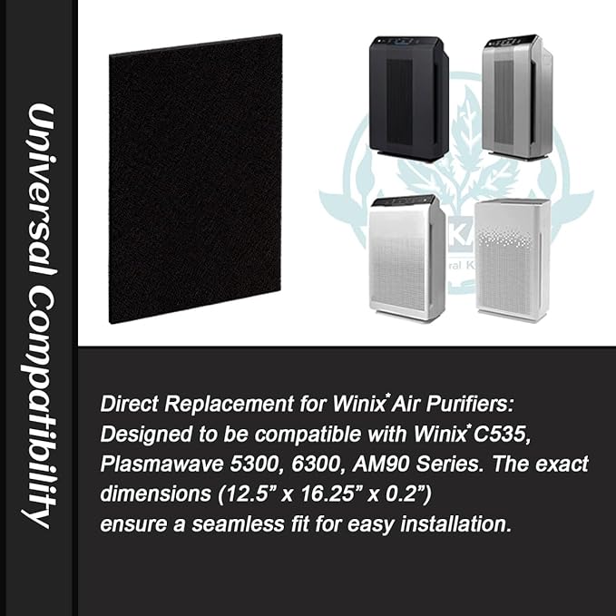 8-Pack Activated Carbon Pre-Filters Compatible with Winix AM90, C535, 5300 - Odor Control Part Filter A 115115 Size 21, 12.5” x 16.25” x 0.2” – Freshens Air & Enhances Filtration