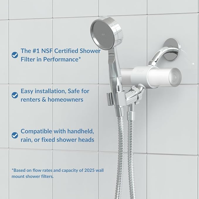 Weddell Duo Shower Filter – NSF Certified Shower Filter for Chlorine Reduction, Lead-Free, Easy Installation, Award-Winning Filter for Healthier Hair & Skin (Pink)