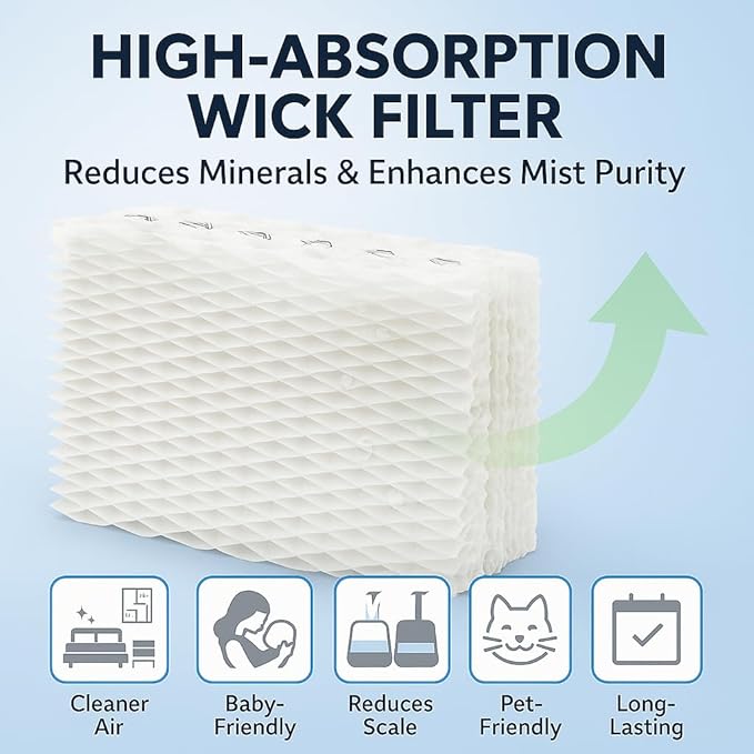 WF813 Humidifier Filter Replacement, High-Density Wick Filters Compatible with Equate EQWF813, Relion RCM832/RCM-832N, ProCare PCWF813, EQ-2119-UL, PCCM-832N Cool Mist Humidifiers (3-Pack)