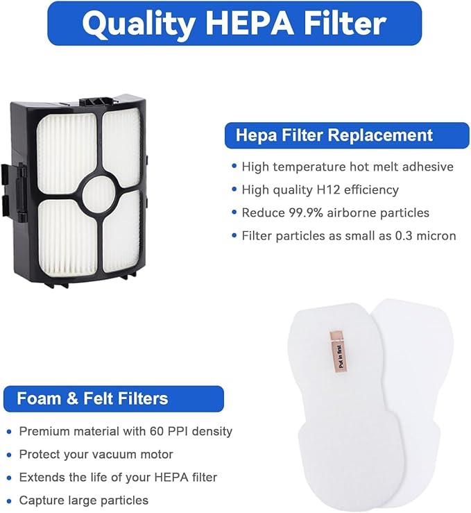 HZ3002 Replacement Filters for Shark HZ3002 HZ3000 HZ4001AMZ HZ4002 Stratos Ultralight Corded Stick Vacuum, Replace part XFFKHZ3000 XHFHZ3000, 4 HEPA & 8 Foam and Felt Filters