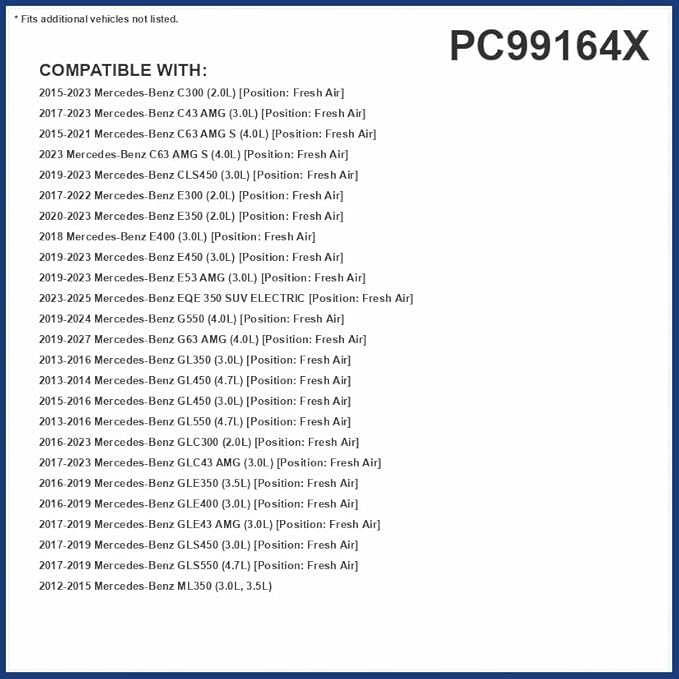 Pureflow Cabin Air Filter PC99164X | Fits 2023-21 Mercedes-Benz GLC300e, 2022-17 E300 (Located Under Hood)