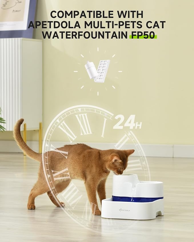 Dog Water Fountain Filter,2 Pack Ultra Reach Human Drinking Grade for Cat Fountain 101 fl oz, Replacement Filters with 4 Pack Activated Carbon Filters, Lifespan Up to 90 Days