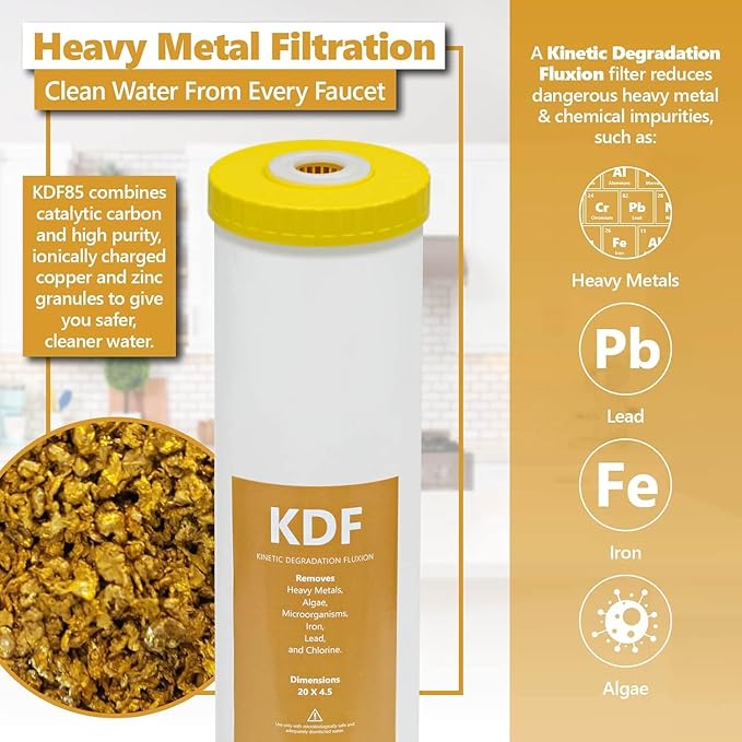 Express Water Whole House 3 Stage Heavy Metal and Anti Scale Water Filter Set - Polyphosphate, Carbon Block, KDF High Capacity Cartridge Filters - 5 Micron 4.5” x 20” inch