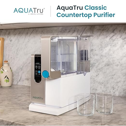 AquaTru Classic Countertop Water Purifier | Certified 4-Stage Reverse Osmosis System Removes 84 Contaminants Including Forever Chemicals, Lead, Fluoride & Microplastics | No Plumbing Required