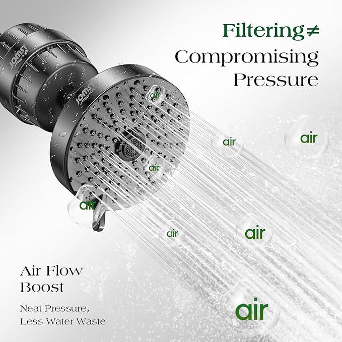 Filtered Shower Head COMBO – for Healthier Skin & Hair | 3 Mode High Pressure Shower Heads with 25-Stage Filtration | Removes 99.947% Chlorine & Heavy Metals (Matte Black)