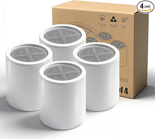 Shower Head Replacement Filter Cartridges Compatible with Eskiin Shower Head, Removes Hard Water & Chlorine, Enhances Water Softening & Purification (4 PACK)