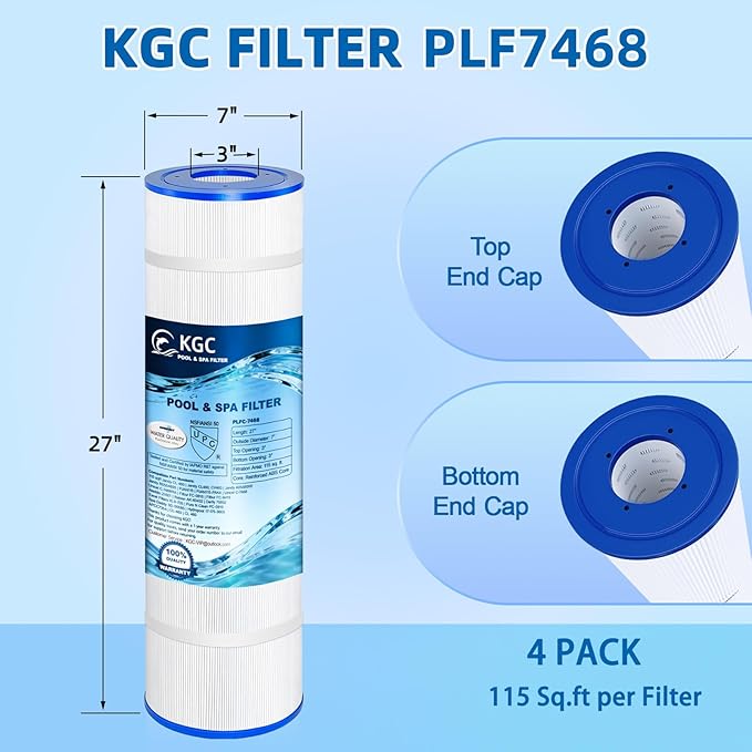 CL460 Pool Filter Cartridge Replaces for Jandy CV460 - 4 Pack 460 Sq.Ft for Pleatco PJAN115, for Ultral-A9, for Unicel C-7468, for Filbur FC-0810, for XLS-705/FC-6410, for Aladdin 21501, L×OD:27"x7"