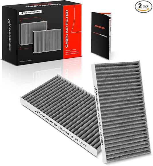 A-Premium 2-PC Cabin Air Filter with Activated Carbon Compatible with Kia Sorento 2003-2009, Replace# 971333E260, 971333E270