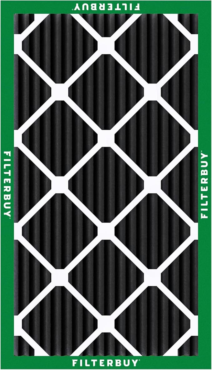 Filterbuy 12x30x1 Air Filter MERV 10 Odor & Allergy Defense with Activated Carbon (2-Pack), Electrostatic Pleated HVAC AC Furnace Filters Replacement, Made in USA (Actual Size: 11.88 x 29.88 x 0.75)