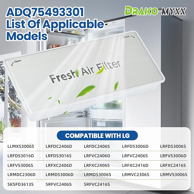 ADQ75493301 New Upgraded Refrigerator Air Filter Cover Replacement, Come with The LT120F Refrigerator Air Filter(3 Packs), Fresh Air Filter Cover, Compatible with LG Refrigerator Models