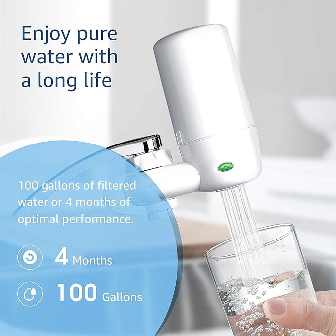 Waterdrop 7027W Faucet Water Filter, Replacement for Brita® Filter, 36311 On Tap Water Filtration System, Brita® Replacement Filters, 4-Months or 100 Gallons, White, 3 Pack