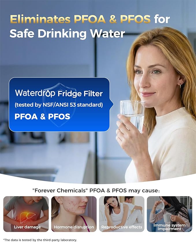 Waterdrop Plus 5231JA2002A NSF 401&53 Refrigerator Water Filter, Reduce PFAS, Replacement for LG® LT500P®, ADQ72910911, ADQ72910901, Kenmore® 9890, GEN11042FR-08, 3 Filters (Packaging May Vary)