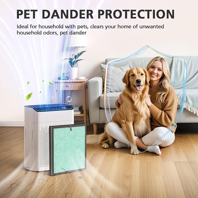 MR5866 Replacement Filter Pet Care Compatible with MORENTO MR5866 Air Purifier, 4-in-1 Filtration Filters for Home Large Room, MR5866 Pet Dander Filter for 99.97% Air Pollutants, Odor, Green, 2 Pack