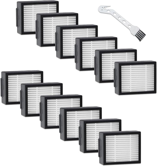 12-Pack High-Efficiency Filters Replacement Compatible for iRobot Roomba E, I, J Series i1 i1+ i3 i3+ i4 i5 i5+ j5 j5+ i6 i6+ i7 i7+ i8 i8+ E5 E6 E7 Robot Vacuum Accessories, NOT for J7 J7+ j8+ j9+