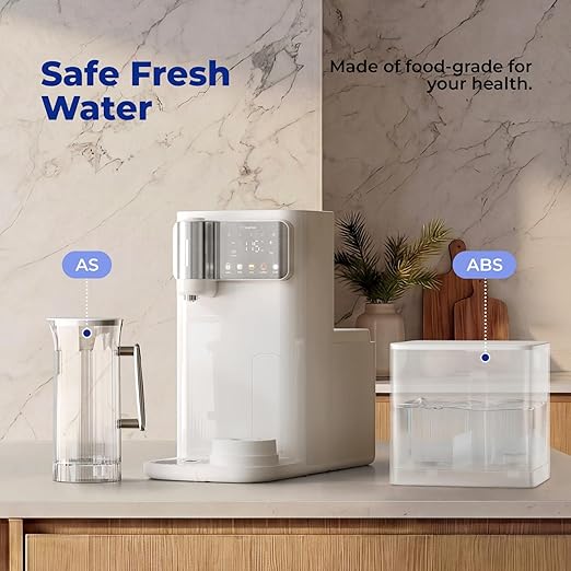 Countertop Reverse Osmosis System, Hot & Cold Water RO Filter, 7-Stage Filtration with Mineralization, Installation-Free Water Purifier with Autofill Pitcher, 3:1 Pure-to-Drain, TDS Reduction