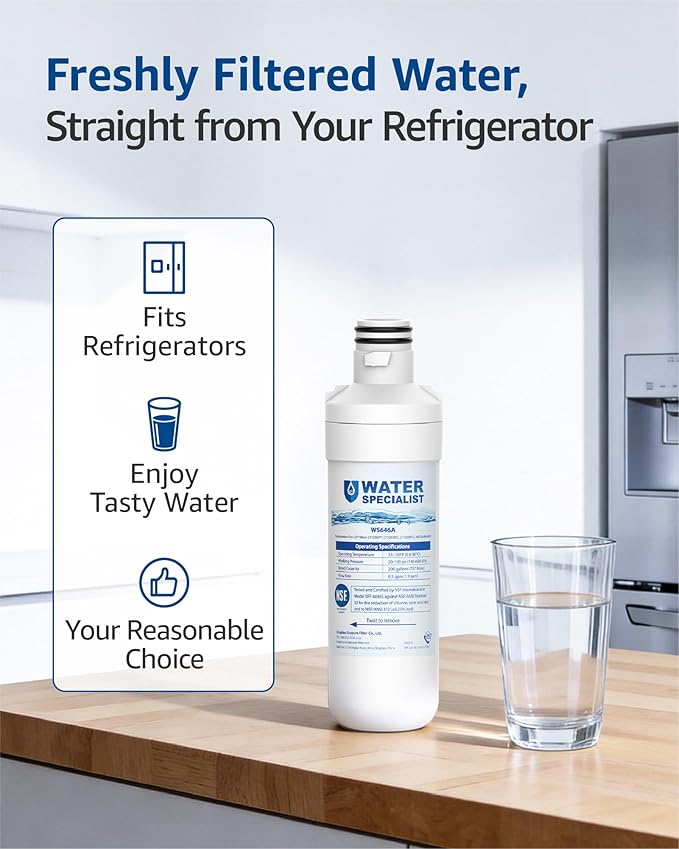 Waterspecialist LT1000PC ADQ747935 Replacement for LG® LT1000P®, ADQ747935, LFCC22426S, LRFXS2503S, LMWS27626S, LRDCS2603S, 6 Month 200 Gallon Refrigerator Water Filter and LT120F® Air Filter, 3 Combo