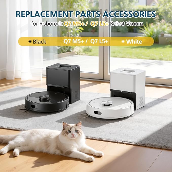 Q7 M5+ Accessories for Roborock Q7 M5/ Q7 L5+/ Q7 L5 Robot Vacuum, Replacement Parts with 2 Main Brush, 6 Mop Pads, 4 HEPA Filters, 6*Dust Bags, 6 Side Brushes, 2 Tools