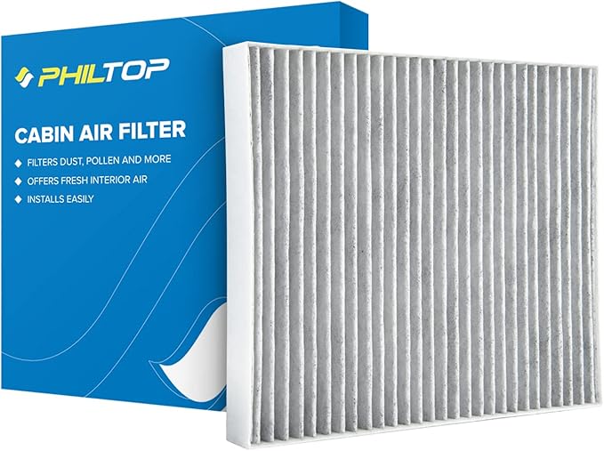 PHILTOP HEPA Cabin Air Filter w/Activated Carbon, Compatible with CF10743 Dodge Grand Caravan, Chrysler Town & Country, Nissan Frontier, TITAN, Armada, TITAN XD, GT-R, INFINITI G37, Q50, G35, QX50