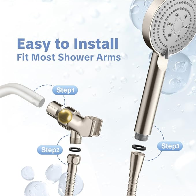 OFFO Filtered Shower Head with Handheld, 20 Stage Shower Head with Filters with 60" Stainless Steel Hose & Holder, 4” High Pressure 6-Mode to Remove Chlorine, Brushed Nickel