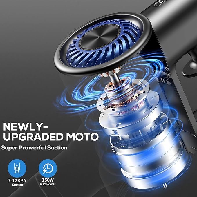MBTTODF Cordless Vacuum Cleaner, Stick Vacuum Cordless Rechargeable with Power Suction, Up to 40-Min Runtime, Lightweight Vacuum Cleaners for Home, Hardwood Floor,Pet Hair,Carpets,Tile(Blue)