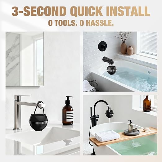 SHLLKTTRY Bath Water Filter for Tub Faucet with Overflow,Filtration,Remove Contaminants,Chlorine,Fluoride,Hard Water Softener,Enhances Health of Skin,Hair,Nails,Relieve Eczema,3,000 Gallons,Black