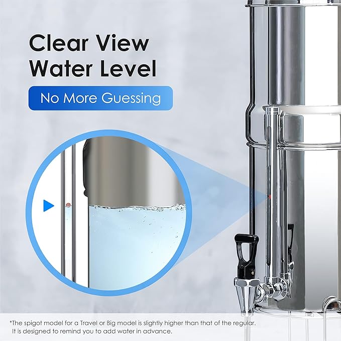 Waterdrop BS10 Sight Glass Spigot, Replacement for Berkey®, Purewell®, ProOne® and Waterdrop Gravity Water Filter System, Clear View Water Level with Red Floating Ball, Durable Metal Material