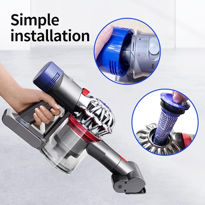 Motor Rear Cover Front Rear Filter for Dyson V7 V8 Vacuum Cleaner Rear Cover Pre Filter Post Filter Replacement Part(Motor Back Cover and Front Rear Filter)