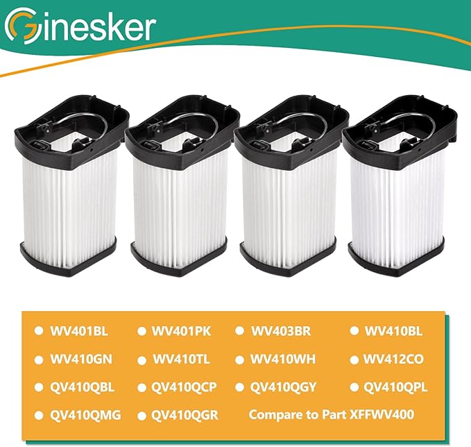 4 Pack Replacement Vacuum Filter for Shark WANDVAC POWER PET WV401 WV410CO WV401BL WV401PK WV403BR WV410BL WV410GN WV410PR Cordless Handheld Vacuum, Fabric Filter Compare to Part # XFFWV400