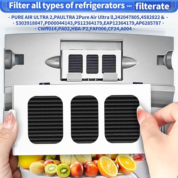 4 Pack Paultra2 Refrigerator Air Filter Replacement For Frigidaire PAULTRA2 Pure Air Ultra II refrigerator air filter,Electrolux Part 242047805, 5303918847, EAP12364179,3.8 Inch x 1.8 Inch