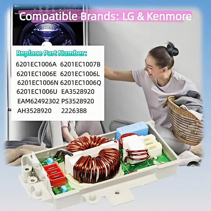 Upgraded 6201EC1006T Noise Filter Assembly Fits for Washer & Dishwasher | Reduce Electromagnetic Noise | Easy Install | LZXQYMX