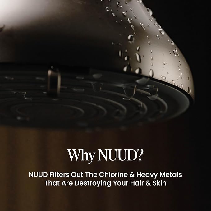 NUUD Filtered Shower Head - Removes Chlorine, Heavy Metals & Contaminants for Healthier Scalp Skin & Hair | Protects Colored Hair & Soothes Dry Skin - High Pressure Shower Head Filter - Brushed Nickel