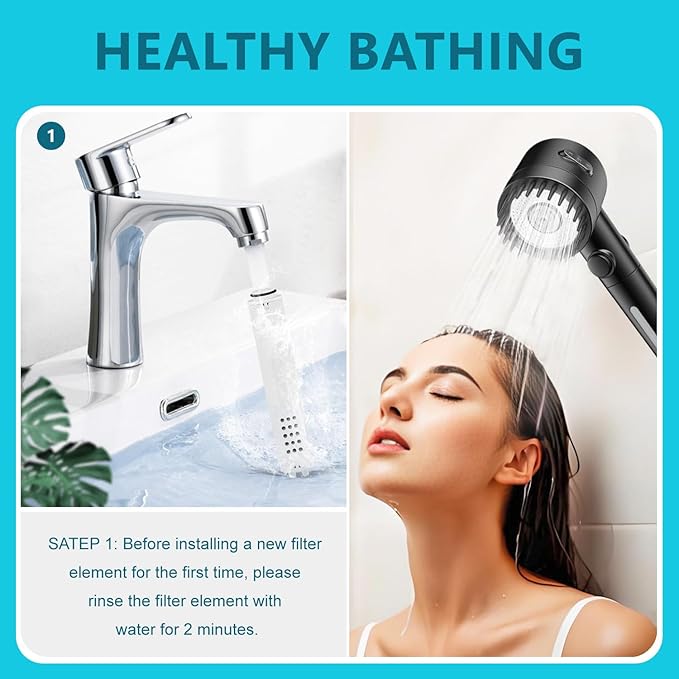 2-Pack Replacement Shower Filter Cartridge Compatible with Vatex DY4YH Handheld Shower Head,Water Softener Filter for Hard Water Reduce Chlorine and Harmful Substances