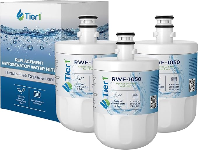 Tier1 RWF1050 5231JA2002A Refrigerator Water Filter | Replacement for LG LT500P & Kenmore 9890 Fridge Filter - Up to 18 Months Supply | Easy Install | Odor Control | Enjoy Great Tasting Water (3-pk)