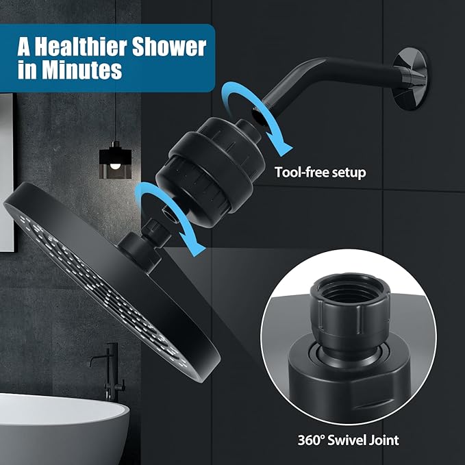 10IN Filtered Shower Head with Handheld High Pressure Showerhead, Detachable Shower Head,Rain Shower Heads with Filters to Remove Chlorine,15 Stage Shower Filter Head for Hard Water