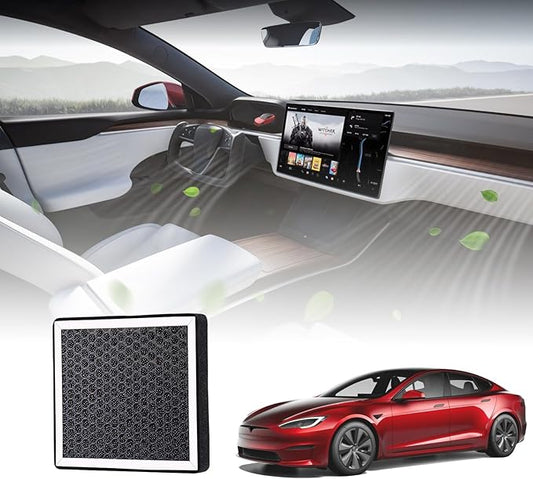 BASENOR 2026 Upgrade Tesla Model S Model X Cabin Air Filter HEPA Replacement Filter Activated Carbon (Proprietary Design) Tesla Model S Plaid Model X Plaid Accessories 2022-2026