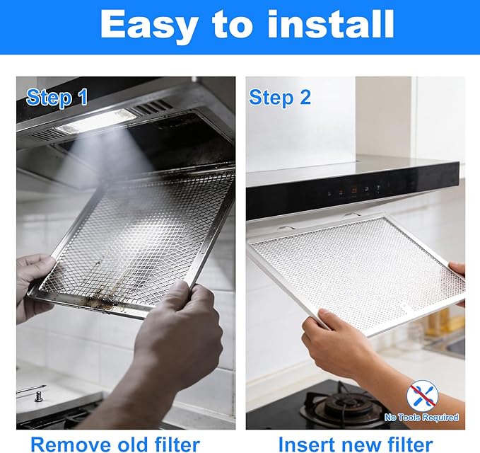 S99010430-002 Range Hood Filter Replacement, Fits Broan Nutone, 13-7/8" x 15-3/4" x 3/8", Upgrade 5-layer Aluminum Grease Filter,Easy Install&Washable & Reusable by ENKTIK (2-Pack)