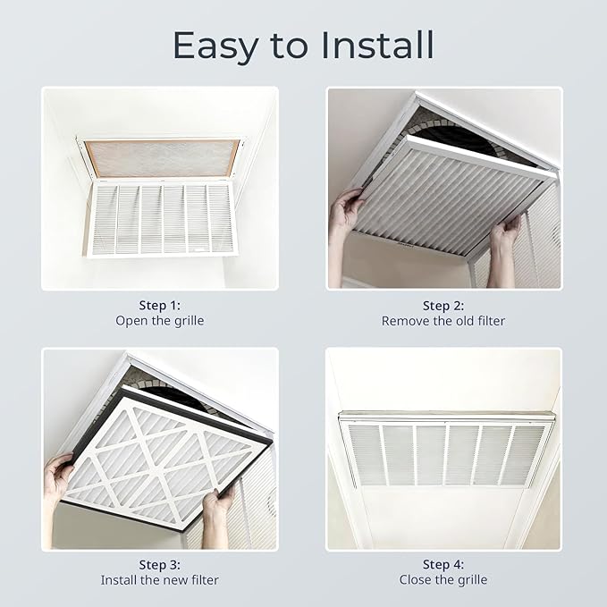Vilaso 14x14x3 MERV 13 Pleated Air Filter Replacement for Zephyr VGF Series 14x14x3 Whole Home Return Air Grille, 3" Deep Pleat Filter Fits 1" Standard Return Grilles with No Modification, 2 Pack