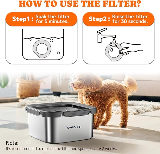 6 Packs Replacement Filters for Pawtners 4.5L No-spill Dog Water Bowls, Activated Carbon Material, Replacement Filter for Pet Dogs Slow Water Bowl