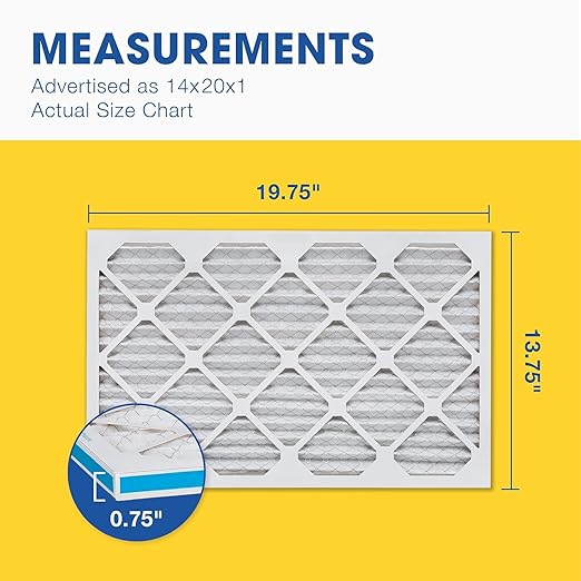 Aerostar 14x20x1 MERV 6 Air Filter, 6 Count, ACTUAL SIZE (13.50 x 19.50 x 0.75), HVAC, Air Conditioning & Furnace Filter for Dust, Lint & Pollen Control (MPR 300 / FPR 3), Made in USA