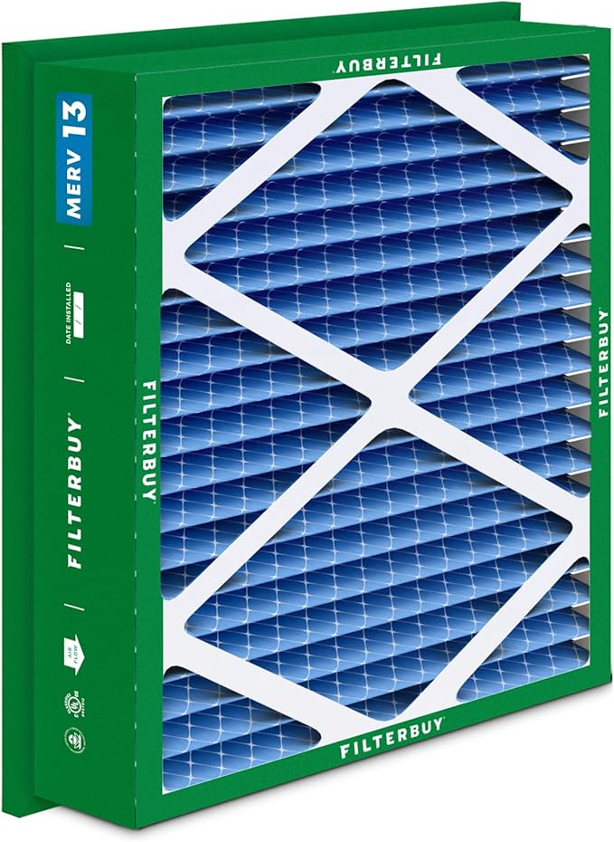 Filterbuy 20x20x5 Air Filter MERV 13 Optimal Smoke & Allergy Defense (3-Pack), Electrostatic Pleated HVAC AC Furnace Filters for Honeywell Return Grille FC40R1003 (Actual Size: 18.38 x 18.38 x 3.69)