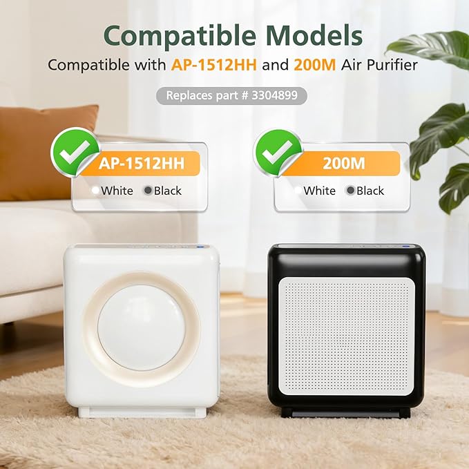 AP-1512HH & 200M Filter Compatible with Coway Airmega AP-1512HH and 200M Air Purifiers, Compared to Part # 3304899, 1 HEPA Filter and 2 Pre-Filters, Green