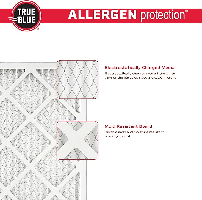True Blue 14x20x1 MERV 11 Allergen Air Filter (4-Pack) | Electrostatic Pleated HVAC Furnace Air Filter | Replacement Filter for Home Use | Made in USA