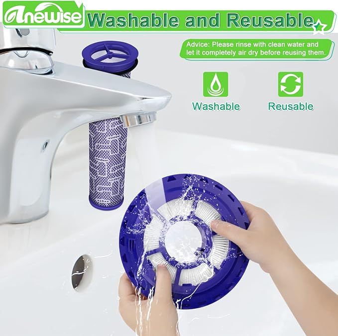 Anewise Filter Replacements for Dyson DC41, DC65, DC66, UP13, UP20 Multi Floor, Ball and Animal Vacuum, 2 Post Filters & 2 Pre Filters, Replaces Part # 920769-01 & 920640-01
