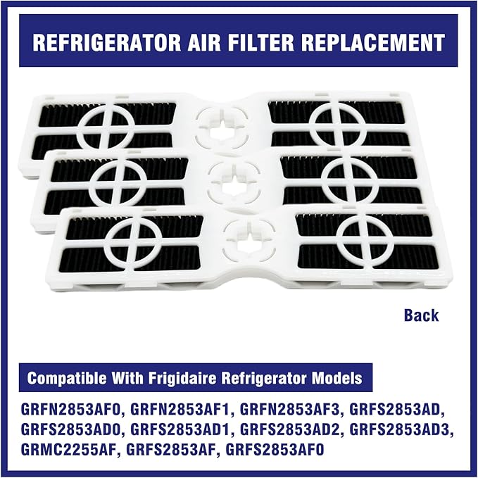 3 Pcs Refrigerator Air Filter Replacement Fit for Frigidaire GRFN2853AF0, GRFN2853AF1, GRFN2853AF3, GRFS2853AD, GRFS2853AD0, GRFS2853AD1, GRFS2853AD2, GRFS2853AD3, GRFS2853AF, GRFS2853AF0, GRMC2255AF