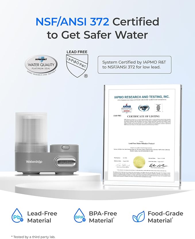 Waterdrop FC-07 Water Filter for Sink Faucet, Visible Filter Housing, Faucet Mount Water Purifier, Water Filter for Kitchen Sink, NSF Certified, Reduces 98% Chlorine, 320 Gallon Long Life, 1 Filter
