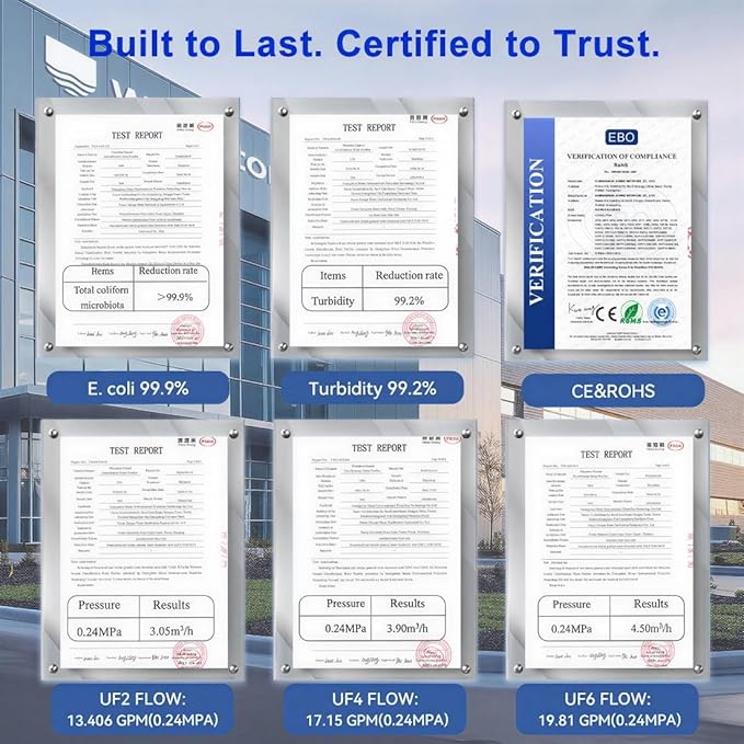 0.01 Micron Whole House Water Filter System, Ultrafiltration Water Filtration System with 3-5 Year Lifespan, Pre-Filtration Sediment Filter for Well & City Water (8.8 GPM / 52,834 GL) - UF4